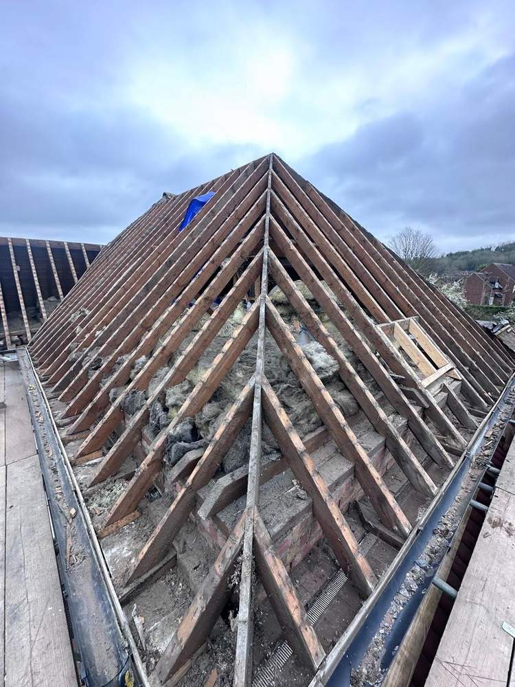 Bare roof structure before replacement